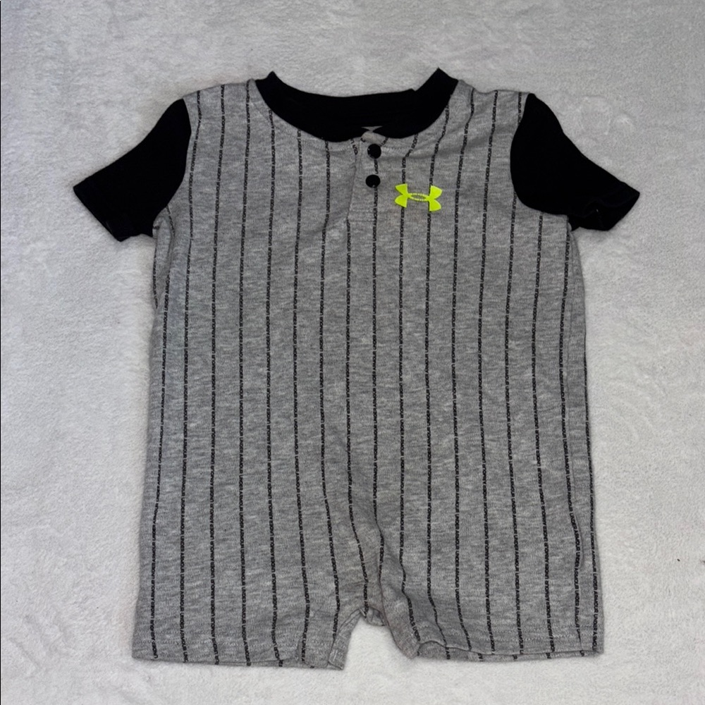(2 for $10) Under Armour Gray and Black Striped Infant Romper